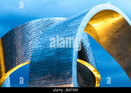 GENEVA, SWITZERLAND - JUNE 8, 2016: The Globe of Science & Innovation in CERN research center, home of Large Hadron Collider (LHC). The sculpture was  Stock Photo