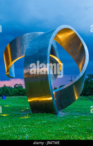 GENEVA, SWITZERLAND - JUNE 8, 2016: The Globe of Science & Innovation in CERN research center, home of Large Hadron Collider (LHC). The sculpture was  Stock Photo