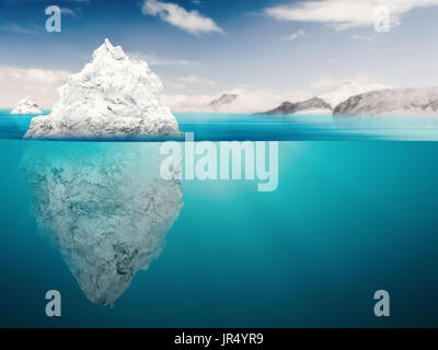 3d rendering iceberg model on blue ocean Stock Photo