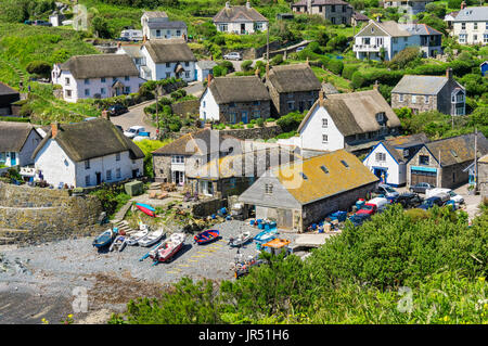 Cadgwith Cove fishing village UK, Lizard Peninsula, Cornwall in summer Stock Photo