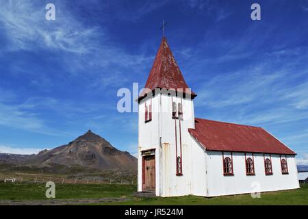 Hellnar church in the Snæfellsnes peninsula Stock Photo