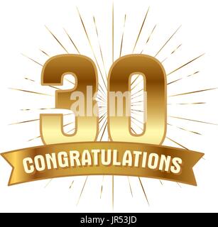 Anniversary golden thirty years number Stock Vector