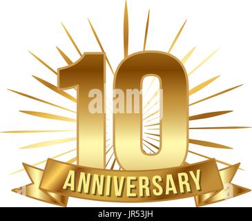 Anniversary golden ten years number Stock Vector