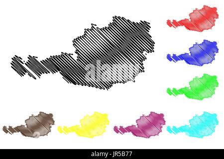 Austrian map vector illustration, scribble sketch  France map Stock Vector