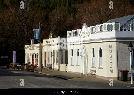 Maniototo County Council Offices (1878), and Royal Hotel (1878), Naseby, Maniototo, Central Otago, South Island, New Zealand Stock Photo