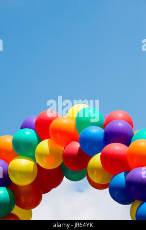 Colourful balloons against a sky background. Stock Photo