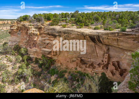 Square Tower House, Mesa Verde National Park, Colorado, America, USA Stock Photo