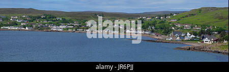 View over the village Gairloch on the shores of Loch Gairloch, Wester Ross, North-West Scottish Highlands, Scotland Stock Photo