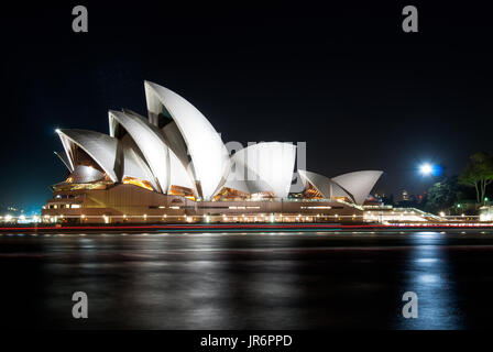 Sydney, Australia - October 20, 2015: Night view of Sydney Opera House in Sydney, one of the iconic landmark in New South Wales, Australia. Stock Photo