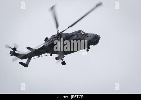 Fairford, Gloucestershire, UK - July 10th, 2016: Royal Navy Black Cat Augusta Westland Lynx Wildcat Display Team Stock Photo