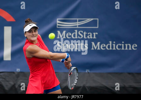 Washington DC, USA. 3rd August, 2017. Bianca Andreescu (CAN) at the 2017 Citi Open tennis tournament being played at Rock Creek Park Tennis Center in Washington, DC Justin Cooper/CSM/Alamy Live News Stock Photo