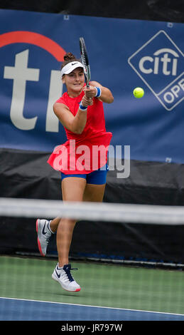 Washington DC, USA. 3rd August, 2017. Bianca Andreescu (CAN) at the 2017 Citi Open tennis tournament being played at Rock Creek Park Tennis Center in Washington, DC Justin Cooper/CSM/Alamy Live News Stock Photo