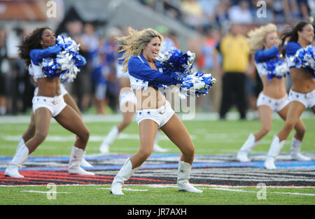 Canton, Ohio, USA. 3rd August, 2017. Dallas Cowboy Cheerleaders during the Cowboys vs Cardinals Pro Football Hall of Fame game at Tom Benson stadium in Canton, OH. Jason Pohuski/CSM/Alamy Live News Stock Photo