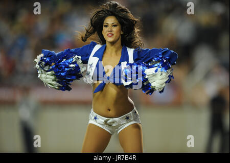 Canton, Ohio, USA. 3rd August, 2017. Dallas Cowboy Cheerleaders during the Cowboys vs Cardinals Pro Football Hall of Fame game at Tom Benson stadium in Canton, OH. Jason Pohuski/CSM/Alamy Live News Stock Photo