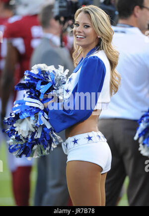 Canton, Ohio, USA. 3rd August, 2017. Dallas Cowboy Cheerleaders during the Cowboys vs Cardinals Pro Football Hall of Fame game at Tom Benson stadium in Canton, OH. Jason Pohuski/CSM/Alamy Live News Stock Photo