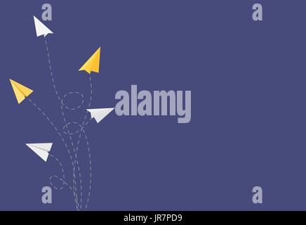 Abstract Background with Paper Airplane Changing Direction Vector Illustration Stock Vector