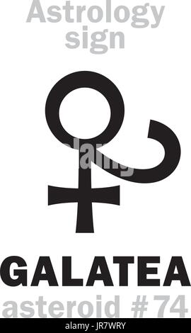 Astrology Alphabet: GALATEA, asteroid #74. Hieroglyphics character sign ...