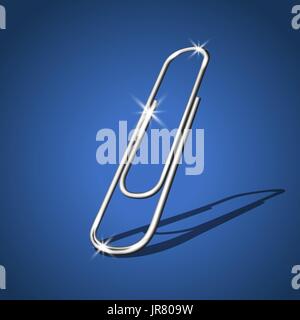 Paper clip on blue background. Stock Vector