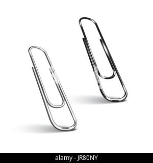 Two paper clips on white background. Stock Vector