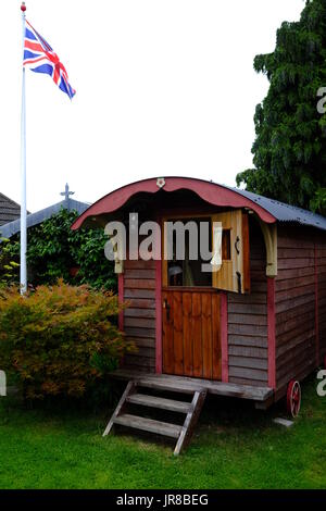 A homemade shepherds hut in Lincolnshire Stock Photo