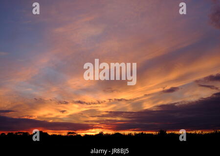 A spectacular August sunset over Chapel St Leonards in Lincolnshire Stock Photo