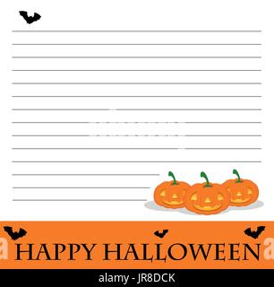 Line paper template with halloween theme illustration Stock Vector