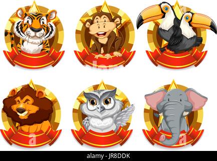Banner template with wild animals illustration Stock Vector Image & Art ...