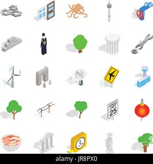 Verge icons set, isometric style Stock Vector