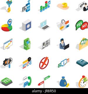 Payment icons set, isometric style Stock Vector