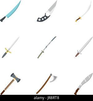 Bladed weapon icon set, flat style Stock Vector