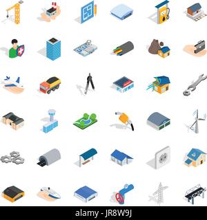 Engeneering icons set, isometric style Stock Vector