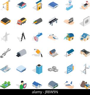 Building icons set, isometric style Stock Vector