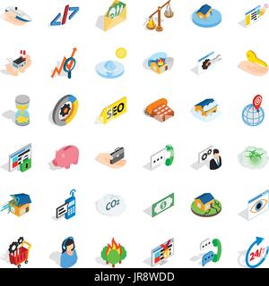 Calling phone icons set, isometric style Stock Vector