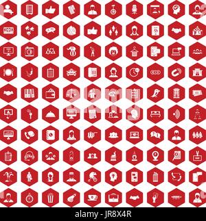 100 coherence icons hexagon red Stock Vector