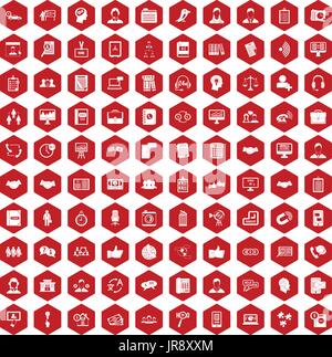 100 discussion icons hexagon red Stock Vector