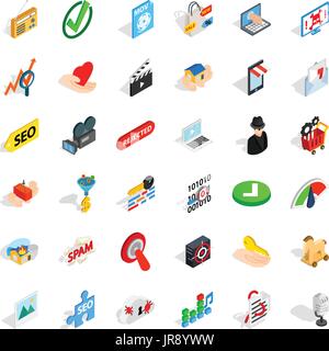 Computer protection icons set, isometric style Stock Vector