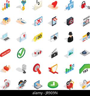 Cyber protect icons set, isometric style Stock Vector