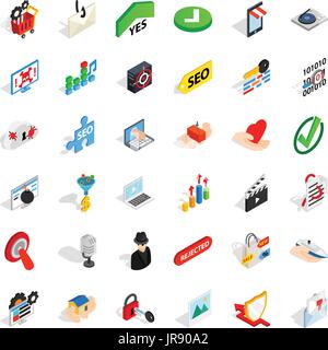 Safety icons set, isometric style Stock Vector