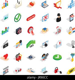 Secure safety icons set, isometric style Stock Vector