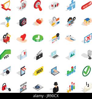 Safety cyber icons set, isometric style Stock Vector
