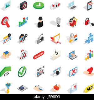 Cyberspace icons set, isometric style Stock Vector