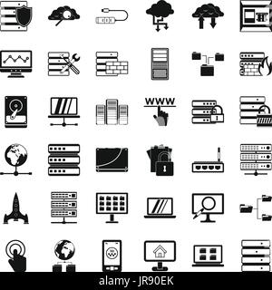 Database icons set, simple style Stock Vector