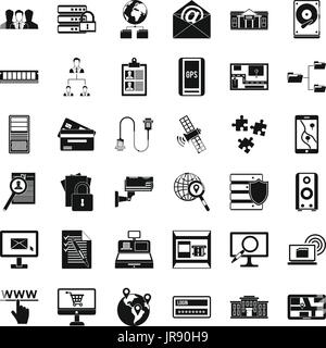 Data in laptop icons set, simple style Stock Vector