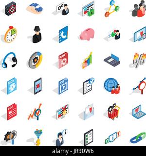 Big database icons set, isometric style Stock Vector