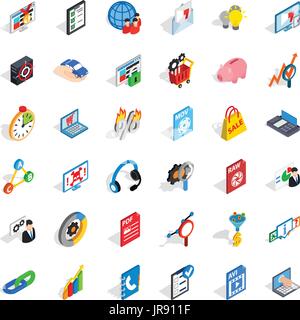 Database cloud icons set, isometric style Stock Vector