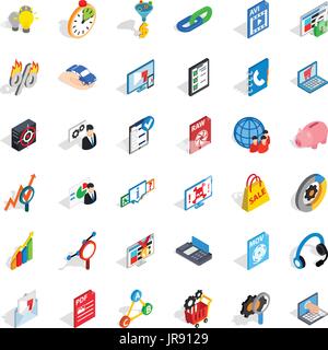 Data cloud icons set, isometric style Stock Vector