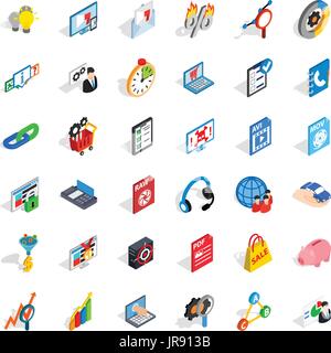 Information cloud icons set, isometric style Stock Vector