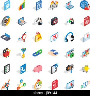 Safe cloud icons set, isometric style Stock Vector