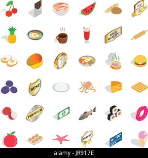 Sweet food icons set, isometric style Stock Vector