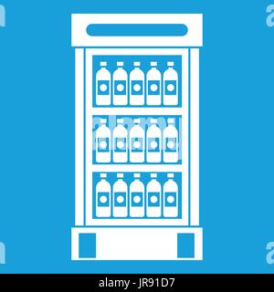 Fridge with refreshments drinks icon white Stock Vector